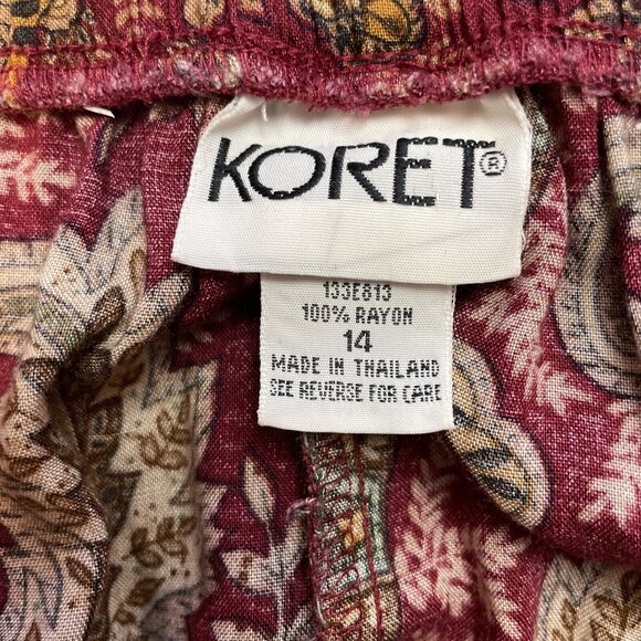 Vintage 90s Koret Midi Skirt Womens 14 Burgundy Paisley Button Up Cottagecore - Picture 4 of 10